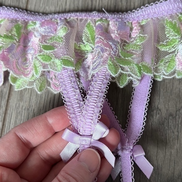 For Love & Lemons Bloom Lace Gater In Purple Size Extra Small - Picture 11 of 16